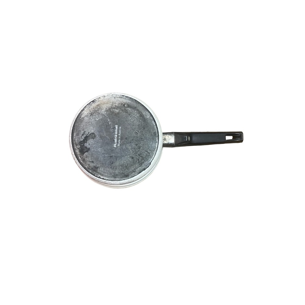 Vintage Austria Email Enamel Saucepan Retro Floral White Pot 70's antique hippie - Picture 3 of 5
